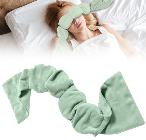 Vmxlso Gewichtete Schlafmaske, Weighted Eye Mask, Gewichtete Augenmaske mit Perlen Und Baumwolle, Hautfreundlicher Stoff, für Nachtruhe, Meditation, Reisen oder Nickerchen, Druckentlastung Grün