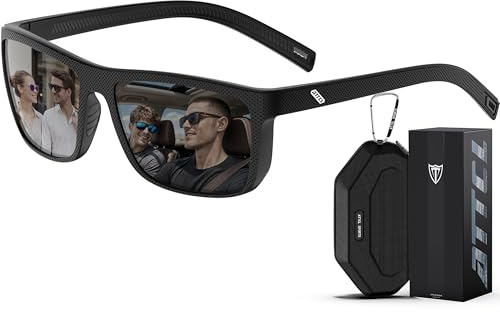 ATTCL Square Polarized Sunglasses for Men: Ultra-Light TR90 Frame UV400 Protection Sun Glasses for Fishing Driving Black 2533