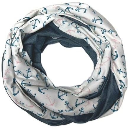 Landhuis handmade – Handgemachter Loop Schal mit Ankern aus Baumwolljersey maritimer Rundschal für Damen weich elastisch