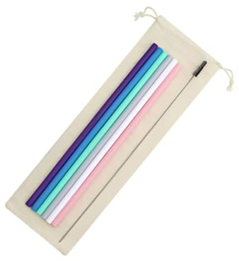 DRESSOOS Set di Cannucce Pieghevoli in Silicone Riutilizzabili, Resistenti e Portatili, per Bevande e Feste, Adatte per Uomo e Donna