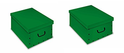 Artra Design GmbH Ordnungsboxen Deko Karton 2er Set Box Clip Grün Aufbewahrungsbox für Haushalt Büro Wäsche Geschenkbox Dekokarton Sammelbox Mehrzweckbox Ordnungskarton Ordnungsbox Geschenkekarton