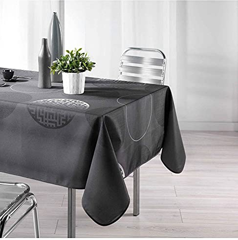douceur d'Intérieur 1721368, Mantel Rectangular, 150 X 240 Cm, Kosmo, Poliéster Estampado, Gris