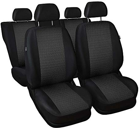 Saferide | Maß Sitzbezüge Komplettset 5-Sitze PKW Sitzbezug Schonbezüge für Auto Schonbezug Autositz Autositzbezüge Sitzschoner Sitzschutz Schwarz Practic