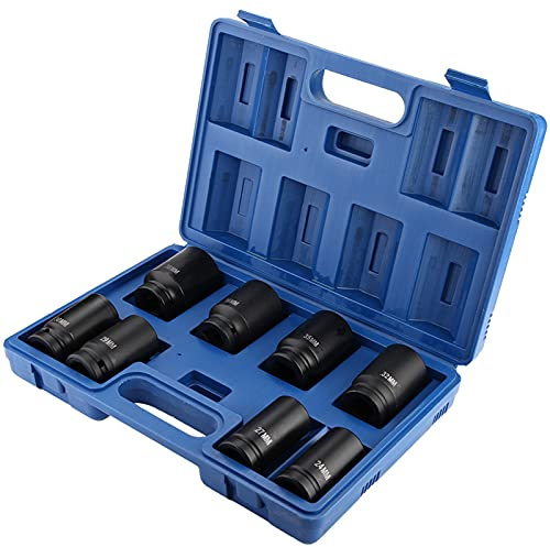 Estuche de llaves de vaso de choque, de acero, casquillo de impacto profundo, 24 mm, 27 mm, 29 mm, 30 mm, 32 mm, 35 mm, 36 mm, 38 mm