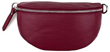 Made in Italy OBC Damen Leder Tasche Gürteltasche Crossbody Hüfttasche Bauchtasche Hüfttasche Umhängetasche Cross-Over Bodybag Schultertasche Handytasche Geldtasche Bordo