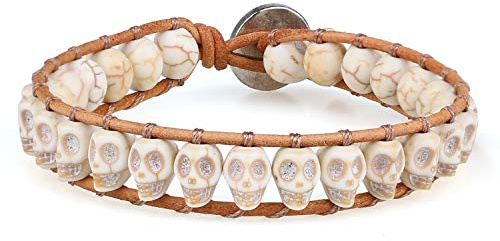 KELITCH Leder Wickelarmband Handgewebte Perlen Armband Exquisiter Armreif Für Damen - Farbe 02