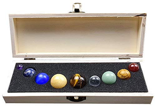 Natural Solar System 9 Planets Decorations Gemstones Sphere Galaxy Universe Model Chakra Healing Crystal Sphere Ball Collective Figurines