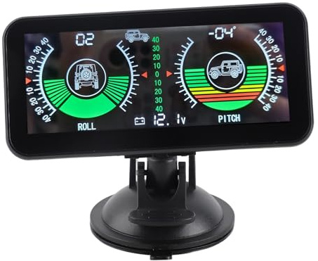 Fockety Auto-Neigungsmesser, Universeller Auto-HUD-GPS-Winkel-Neigungsmesser mit Farbigem HD-LCD-Display und Alarmmeldungen, Echtzeit-Head-Up-Display, Digitaler Neigungsmesser für Autos, Geländewagen