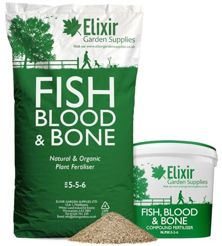Elixir Gardens Fish, Blood and Bone Organic-Based Fertiliser | 20kg Bag | Treats over 140gsm