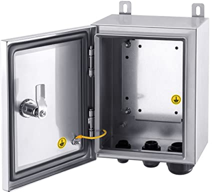 Ordentlich IP65 Weatherproof Stainless Steel Box Wall-Mounted Electronic Equipment Enclosure Box with Mounting Plate and Wall Bracket (10'' x 8'' x 6'')…
