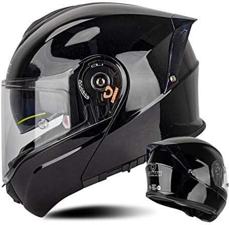 Modular Full Face Motorcycle Helmet Flip Up Front Helmet ECE Approved Modular Motorbike Crash Helmet With Double Visor Motocross Racing Helmet For Men Women 10,4XL:67-68CM