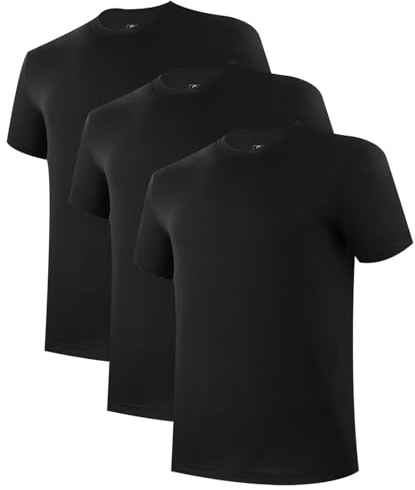 BAMBOO COOL Mens Undershirts Pack, Soft T Shirts for Men, Moisture Wicking Tees, Stretchy Breathable Crew Neck Inner Shirt
