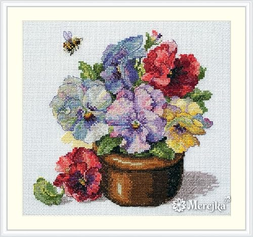 Merejka Counted Cross Stitch Kit Spring Pansies