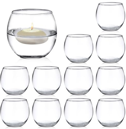 PINIWON Set of 12 Clear Glass Tealight Candle Holder, 2.6'' H x 3.1'' W, Round Votive Candle Holders Bulk, Small Bowl Candle Holder for Wedding Table Centerpiece Home Decor