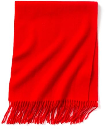 Langer Kaschmir-Schal für den Winter, Kaschmir-Schal, warm, dick, weich, solider Schal für Damen, rot, 200-35