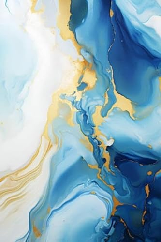 Acryl-Bild 70 x 110 cm: Flüssiger Texturhintergrund aus blauem, goldenem und weißem Marmor. Fließende Kunst. (208950175)