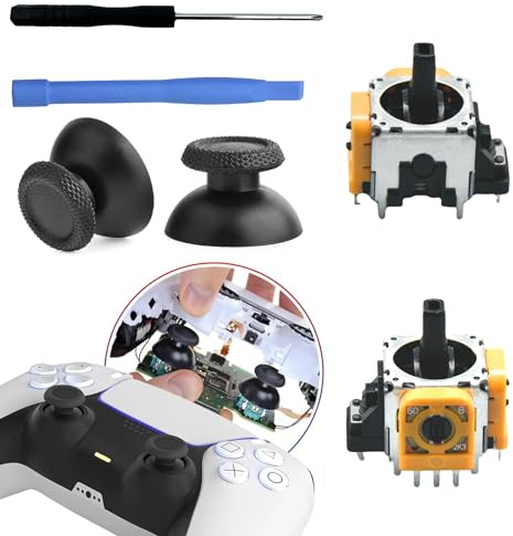 Repuesto de joystick analógico PS5 para Sony Playstation 5 PS5 Joysticks de repuesto 3D PS5, módulo de sensor de repuesto para PS5, pieza de accesorio con kit (2 unidades)