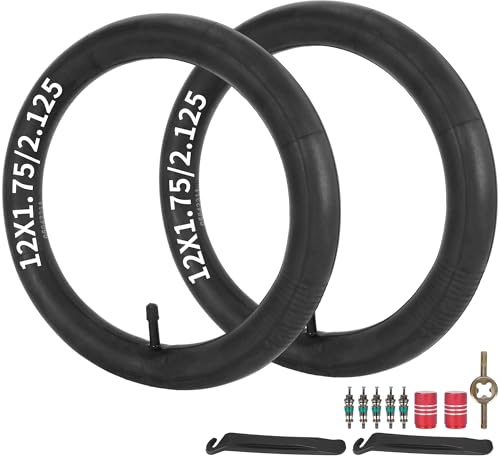 12 x 1,75/1,95/2,10/2,125 Fahrradschläuche mit 32 mm Schrader-Ventil | kompatibel mit 12 x 1,75 12 x 1,9 12 x 1,95 12 x 2,0 12 x 2,125 Kinderfahrrad-Kinderwagen, pannensicherer Schlauch, 2er-Pack