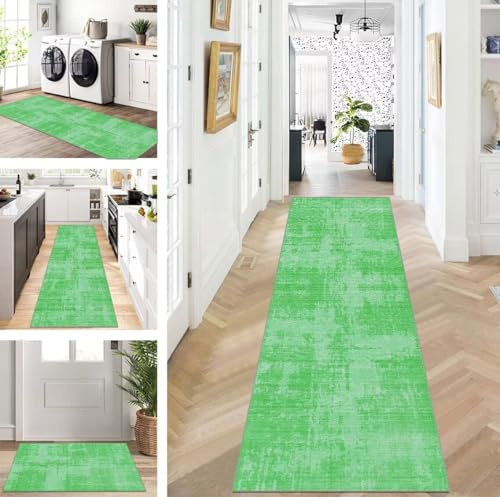 ZUZEKU Läufer Flur Küche Waschbar rutschfest 80X180cm Grün Lang Küchenteppich Flurteppich Teppich Fur Korridor Wohnzimmer Schlafzimmer Meterware Anpassbar