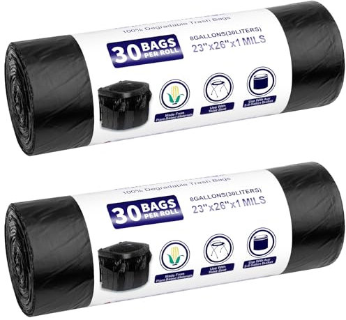 Pyroclasia 60 bolsas de aseo para camping, biodegradables, 30 L, para todos los inodoros de camping, color negro