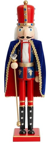 THE TWIDDLERS XL Extra Large Wooden Christmas Nutcracker Soldier King, 90cm / 3ft in Festive Red & Blue, Premium Handmade Pine Wood Classic Traditional Ornament, Christmas Decoration With Moving Parts