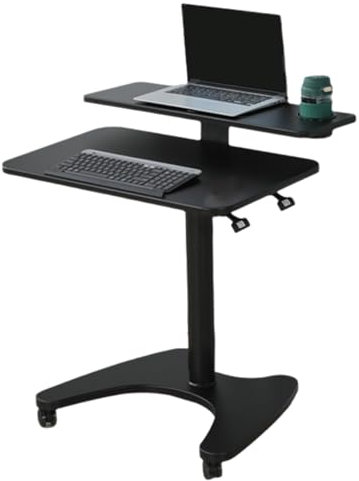 Beistelltisch Mit Rollen Höhenverstellbar Zweistufiges Tischdesign Laptop Tisch für Bett Krankentisch für Bett Rahmen Aus Aluminiumlegierung Mit Haken(Multi-Colored)