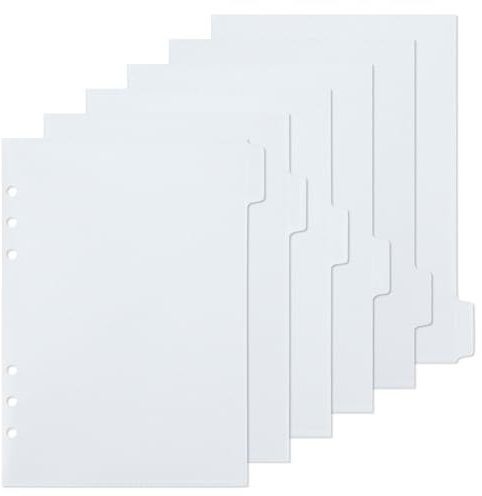 Trennblätter A5,6 PCS Ordner Trennblätter A5 Register Trennblätter Ordner Register 6 Löcher Seitentrenner A5 Index ​Teiler für Ringbuch Planer Notizbuch