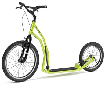 YEDOO Mula Y40 Tretroller - Kickscooter für Erwachsene mit Luftreifen 20/16 und Tragfähigkeit bis zu 150 kg. Scooter Roller mit Ständer und abnehmbarem, rutschfestem Trittbrett, Dogscooter. Grün