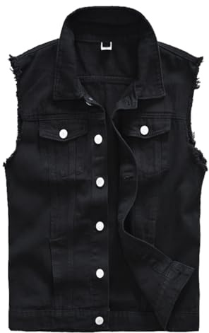 MERCIY Giacca da Uomo in Denim Casual con Vestibilità Classica a Maniche Corte, M
