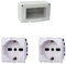Kit Scatola Elettrica IP55, Completa Di Frutti Compatibile Con Vimar Plana, 4 Moduli 2 Prese Schuko P40 Universale 10/16A, Contenitore Con Coperchio, Da Muro Parete Esterno e Interno