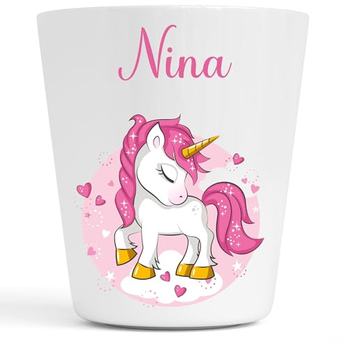 Générique Gobelet en Plastique pour Enfants | Gobelet Personnalisé avec Nom |Verre Plastique Incassable Personnalisé (Licorne Nina)