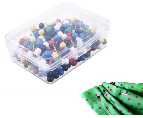 Heanvmyss 200PCS Colorful Sewing Pins,15mm Rundkopf Stecknadeln,Quiltnadeln,Pushpins,Kartennadel,Landkarte Pinnadeln,Blumennadeln für Blumendekoration,Basteln,Weltkarte,Cork Board,Stoffmarkierung