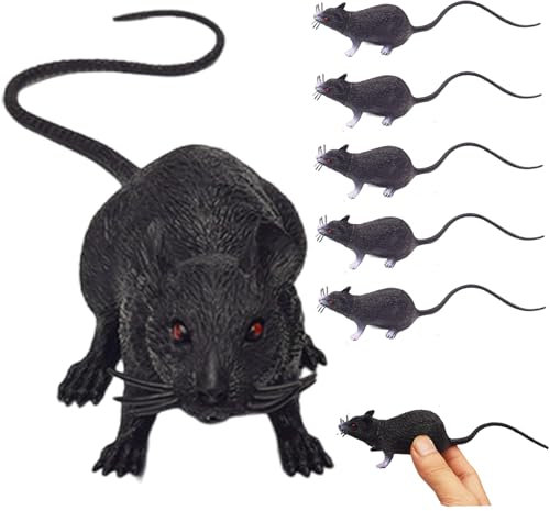 Fake Souris 6pcs 8 Pouces Faux Rat de Souris réaliste effrayante avec Une Queue à Longue Queue en PVC en PVC Rat pour des farces, des Jouets pour Chat, décorations d'halloween