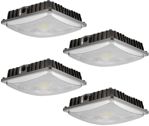 JC-LGL LED Canopy Lights, 60W, 8400LM, 5000K, 0-10V Dimmable, 120-277VAC, IP65 Waterproof, UL Listed, Commercial LED Canopy Lights Outdoor for Gas Station, Carport, Parking Garage, Warehouse, 4 Pack