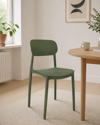 Domo Mea Sedia Impilabile in Polipropilene Verde Scuro h 75,5 cm Design Moderno - Mood
