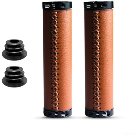 2 Stück Fahrradgriffe, Retro-Rindsleder-Design mit Legierung, für Standard-Lenker, 78 mm, ideal für verschiedene Fahrräder (braun)