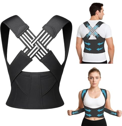 Correttore di postura, supporto per la schiena, Cintura posturale regolabile per donne e uomini, fascia di supporto per la colonna vertebrale e le spalle, allevia il dolore al collo e alle spalle(XL)
