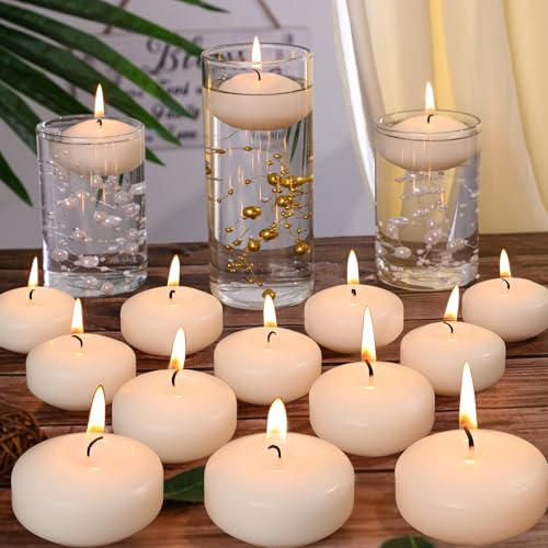 GINITIRI 36 Pack Floating Candles,2 inch Ivory Unscented Dripless Floating Candle for Centerpieces,5-6H Burning 2 Water Candles Bulk for Cylinder Vases,Weddings,Christmas Party,and Holiday
