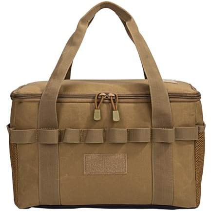 MiOYOOW Taktische Bestecktasche, Camping Aufbewahrungstasche, Outdoor Kochgeschirr Organizer, Picknick Tragetasche mit Molle Gurtband und Herausnehmbaren Trennwänden für Camping Grillen