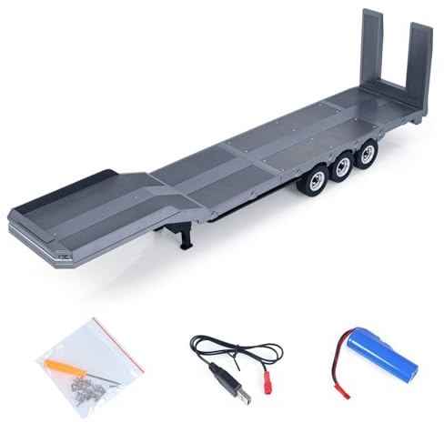 TOUCAN RC HOBBY US in Stock 73.5CM Plastic Semi Trailer Flatbed 1502 for 1/18 Remote Control Tractor Truck HUINA 1501 Electronic Support Legs Tail Board New Year Gift