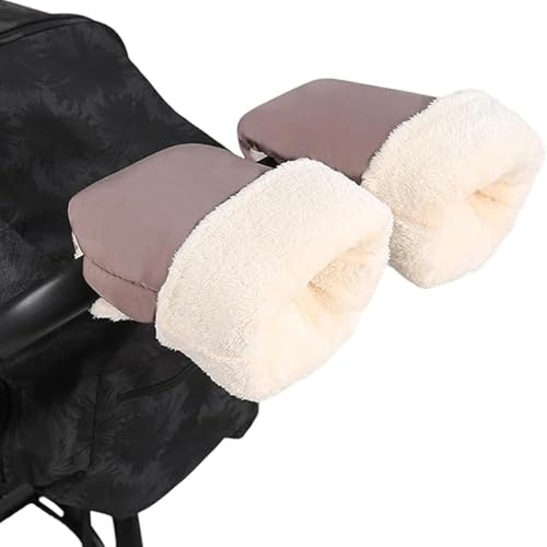 Kinderwagen-Handwärmer – Kinderwagenhandschuhe aus Fleece, universelle wasser- und winddichte Handwärmer for Kinderwagen.(Brown)
