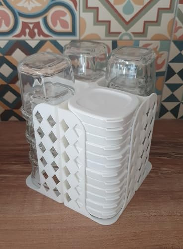 SEYLAB | Rangement 12 Pots et Couvercles pour Yaourtière SEB multi délices, Fabriqué en France (Blanc)