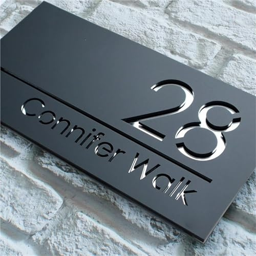 Targhetta Personalizzata per Numero Civico Esterno in Acrilico 3D 10mm - Targa Moderna con Numeri Fluttuanti - Numero Civico Personalizzato per Porta di Casa o Ingresso(Nero - Argento)