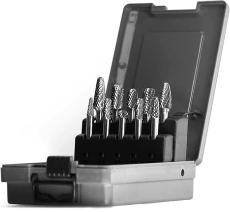 SDFUBO Set di frese in carburo tungsteno, gambo da 6 mm, doppio taglio, utensili elettrici solidi, lime rotanti, punte for smerigliatrice, metallo, fresatura, legno .0322
