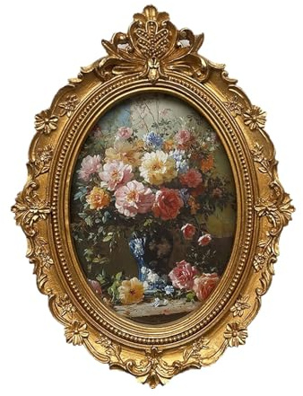 Colcolo Picture Frame Vintage Photo Frame 5 x 7 Oval Elegant Retro Picture Display Holder for Living Room Home Decor