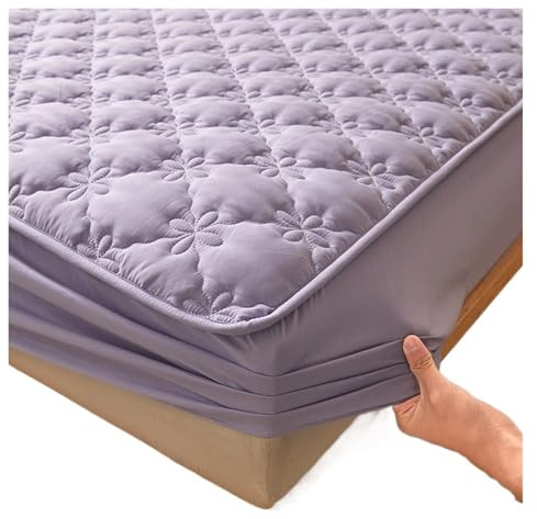 Protège-matelas imperméable matelassé épais et antidérapant Motif floral silencieux (violet 160 x 200 x 28 cm) - Protection de lit ultime