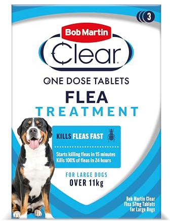 Bob Martin Clear Flea Treatment for Large Dogs (3 Tablets) - Kills 100% of Fleas within 24 Hours (over 11kg)