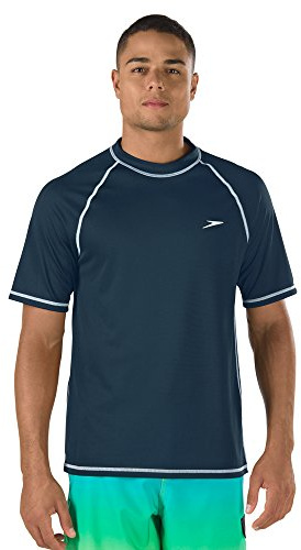 Speedo Men's Uv Swim Shirt Short Sleeve Loose Fit Easy Tee