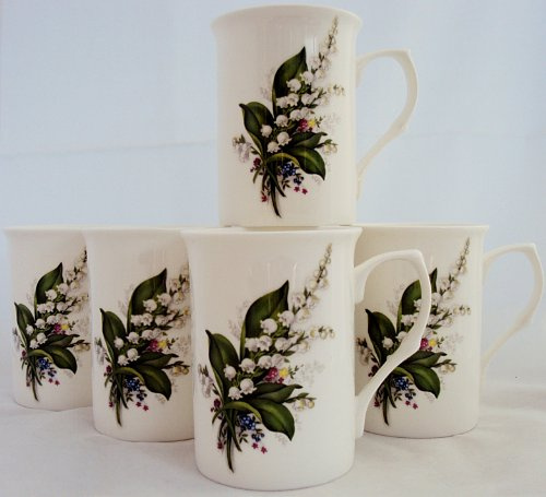 LILY de la vallée Mug en porcelaine fine Lot de 6 Livraison gratuite au Royaume-Uni