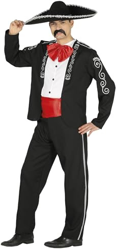 FIESTAS GUIRCA | Costume de Mariachi Adulte (52-54/L) - Chemise, Veste, Ceinture et Pantalon - Tenue Mexicaine pour Fêtes Déguisées, Carnaval et Célébrations Mexicaines - Idéal pour Hommes